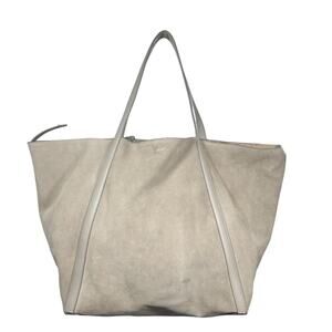 Reiss Beige Suede Slouchy Tote Bag Leather Trim Soft Unstructured Shoulder Purse